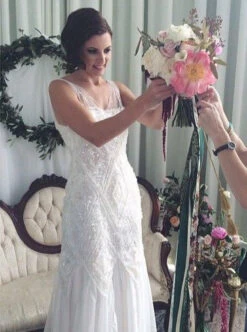 Ivory Sequinned Lace - Anya 19 Ivory Sequinned Lace - Anya -Elegance in Lace 1920s couture bridal gown