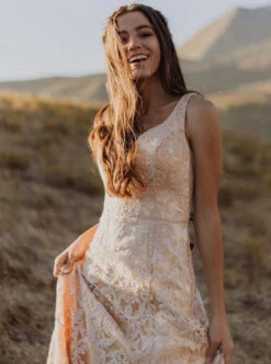 Champagne Sequinned Embroidery Lace - Albany 19 Champagne Sequinned Embroidery Lace - Albany -Elegance in Lace ALBANY