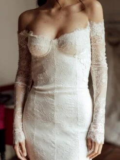 Ivory Raschel Lace - Freya -Elegance in Lace AbridalgownthatusesFreyaLace