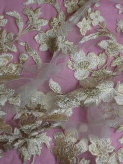 Champagne Embroidered Flower Lace - Aldira -Elegance in Lace AldiraChampagne
