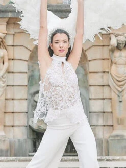 White Beaded Chantilly Lace - Annalisa -Elegance in Lace Annalisa