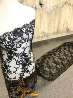 Black Hand Beaded Chantilly Lace - Brandy -Elegance in Lace BlackBeadedLace Brandy