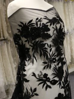 Black Sequinned Embroidery Lace - Gaynor -Elegance in Lace BlackEmbroideryLace Gaynor 1