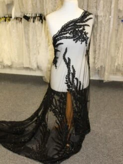 Black Beaded Embroidery Lace - Fleur -Elegance in Lace BlackLace Fleur 1