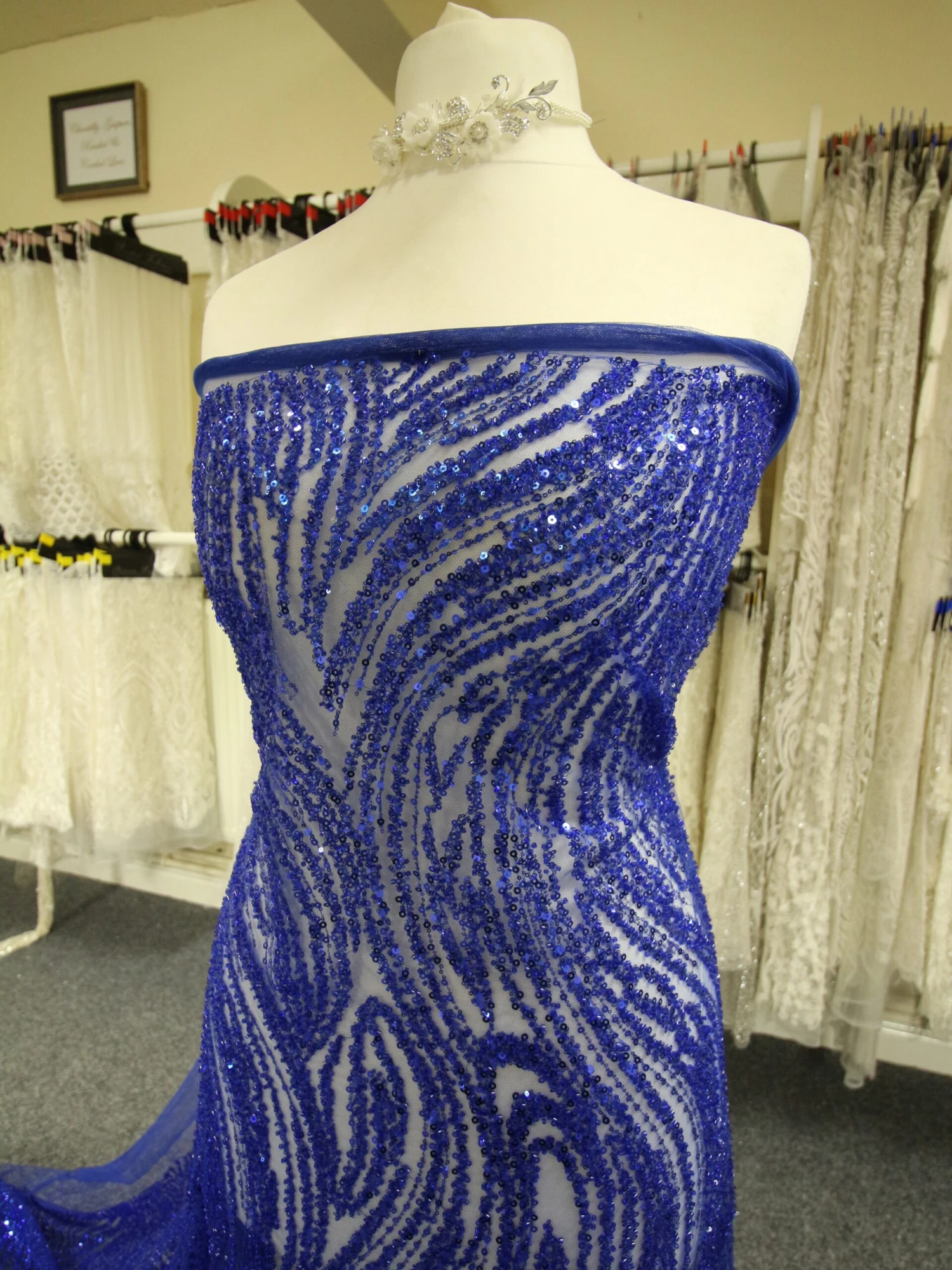 Blue Beaded & Sequinned Lace - Gillian 7 Blue Beaded & Sequinned Lace - Gillian - Image 5