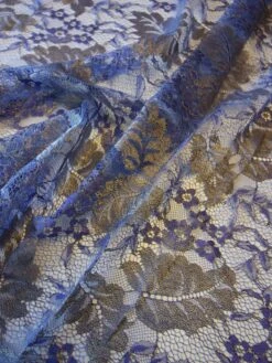 Blue Raschel Lace - Wren -Elegance in Lace BlueLace Wren closeup