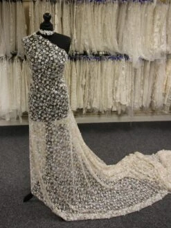 Discounted Ivory With Champagne Embroidered Lace – Finja