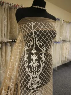 Champagne Embroidered Lace - Victory -Elegance in Lace ChampBridalLace Victory2