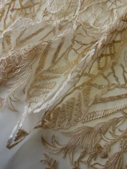 Champagne Embroidered Lace - Hortense -Elegance in Lace ChampagneBridalLace Hortense CloseUp
