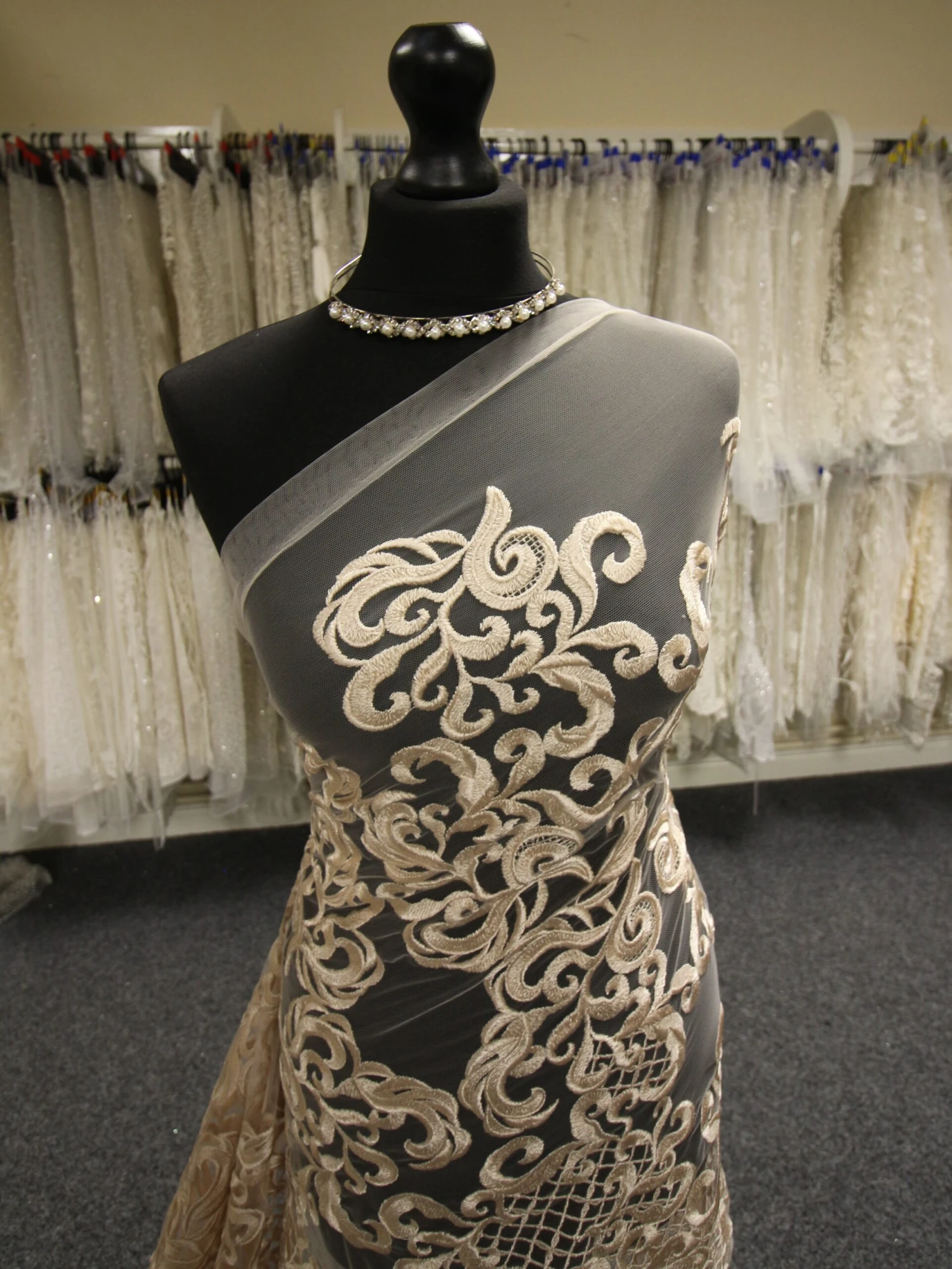 Champagne Embroidered Lace - Binta 5 Champagne Embroidered Lace - Binta - Image 4