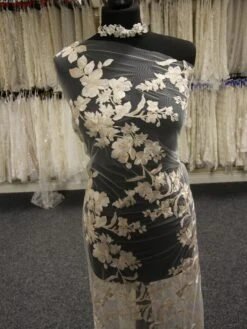 Champagne Embroidered Flower Lace - Aldira -Elegance in Lace ChampagneLace Aldira