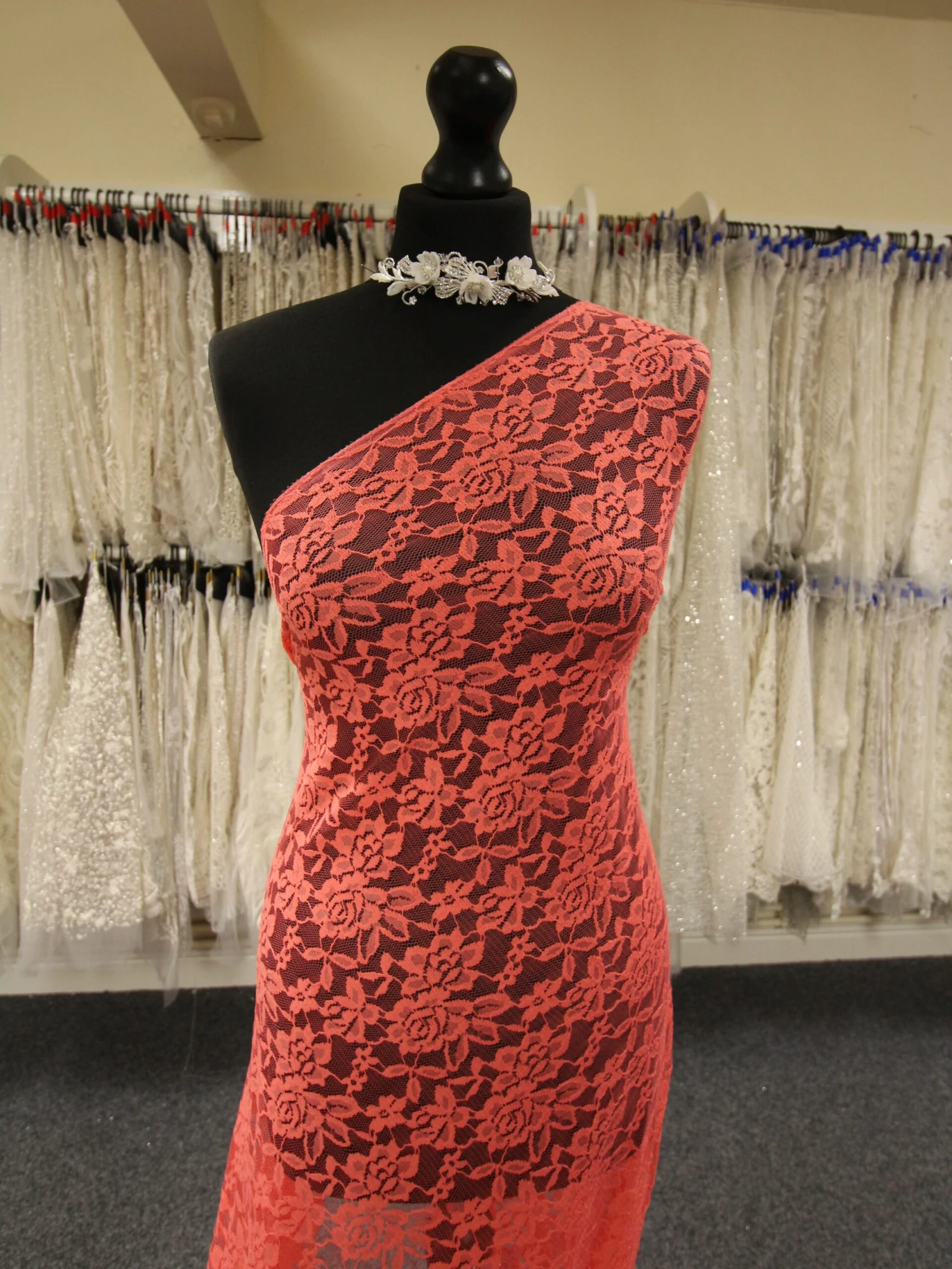 Coral Raschel Stretch Lace - Evie 7 Coral Raschel Stretch Lace - Evie - Image 5