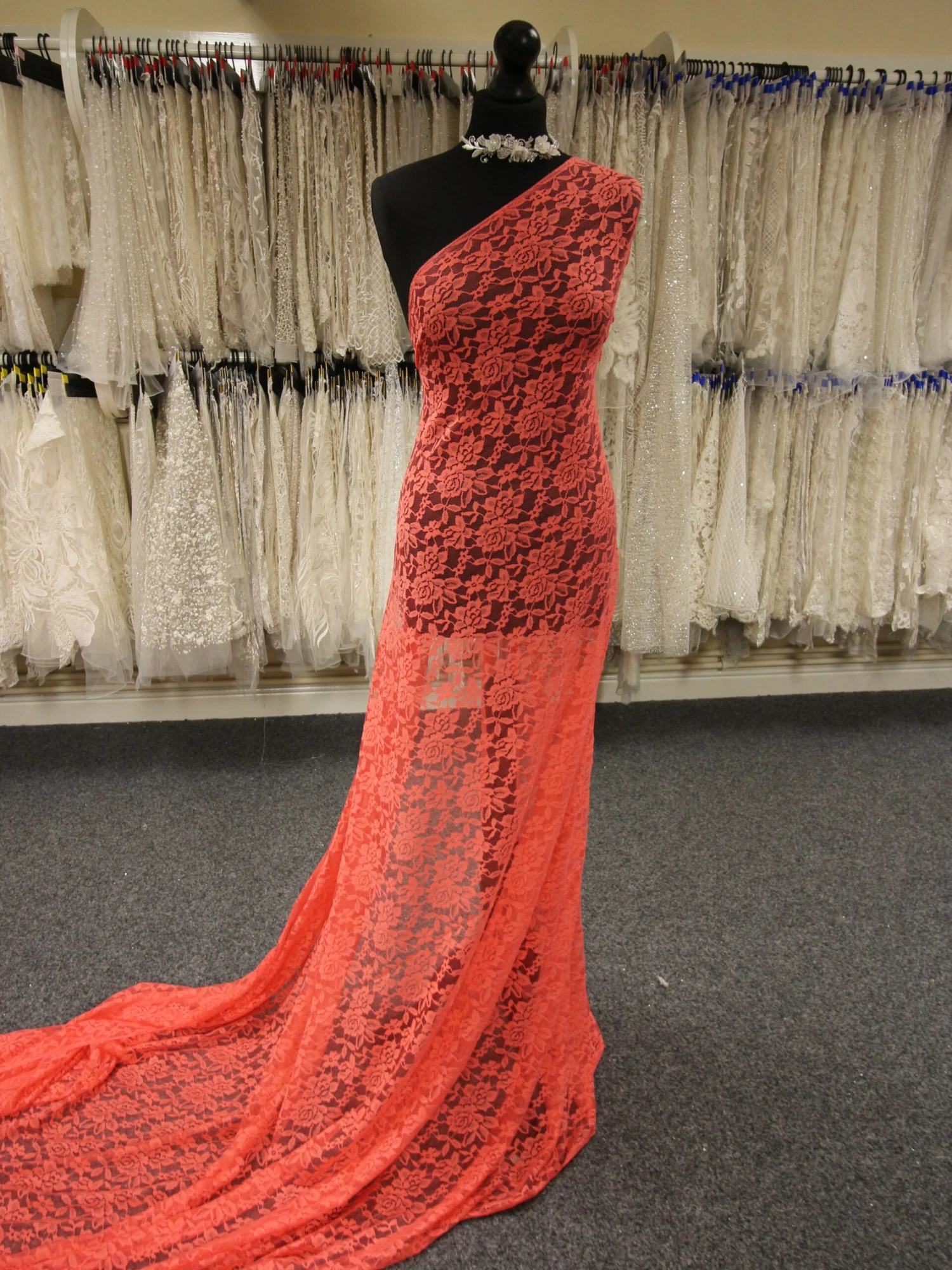 Coral Raschel Stretch Lace - Evie 3 Coral Raschel Stretch Lace - Evie