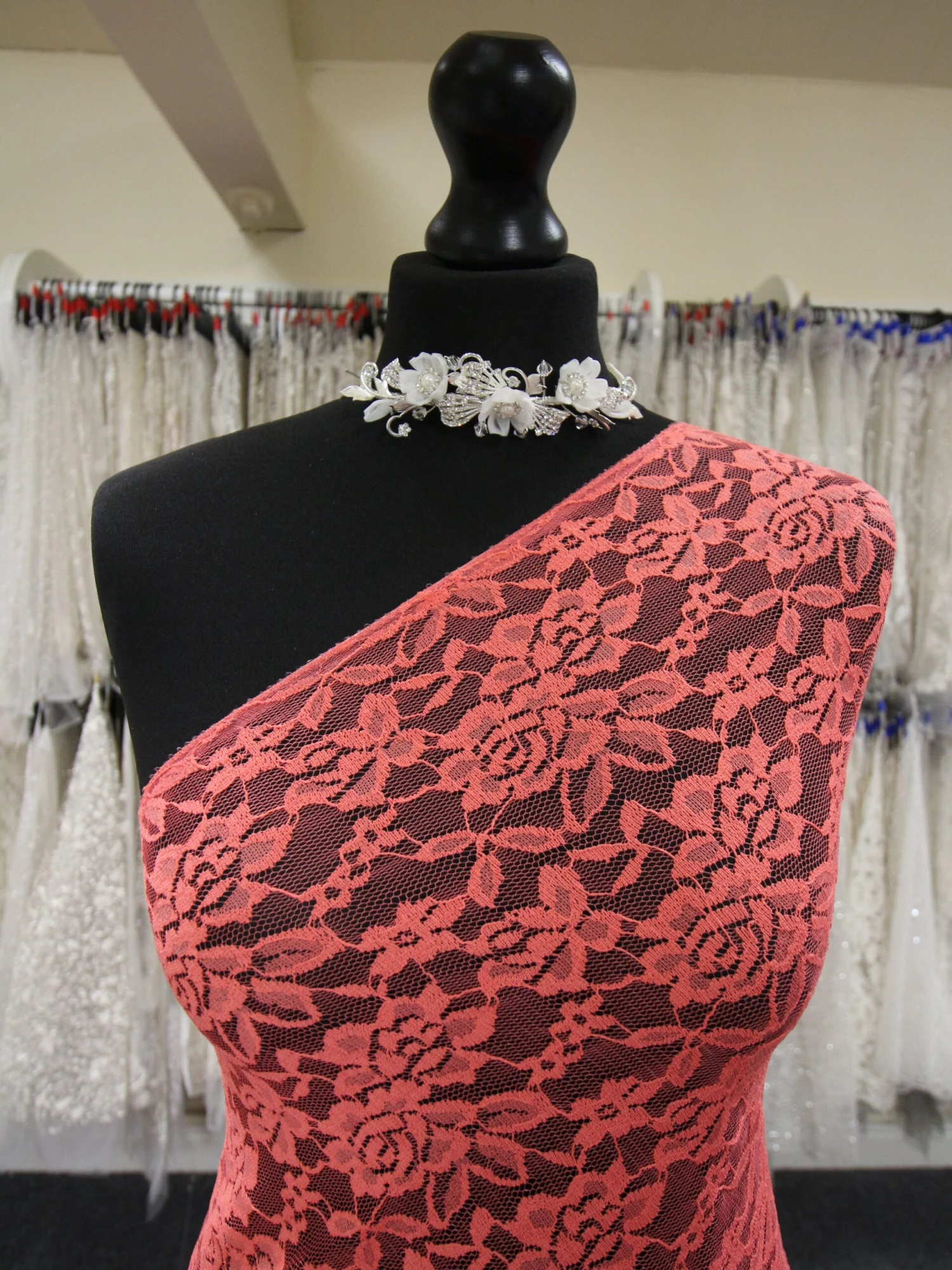 Coral Raschel Stretch Lace - Evie 6 Coral Raschel Stretch Lace - Evie - Image 4