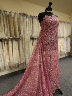 Coral Guipure Lace - Theresa -Elegance in Lace CoralPinkLace Theresa 1