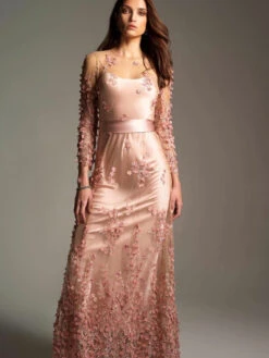 Antique Rose Beaded Lace - Drew -Elegance in Lace Drewantrosedress