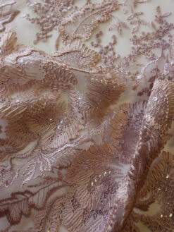 Dusky Pink Embroidered Lace - Bexley -Elegance in Lace DuskyPinkLace Bexley CloseUp