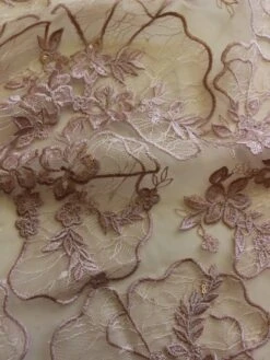 Pink Embroidery Lace - Blessing -Elegance in Lace DuskyPinkLace Blessing Closeup