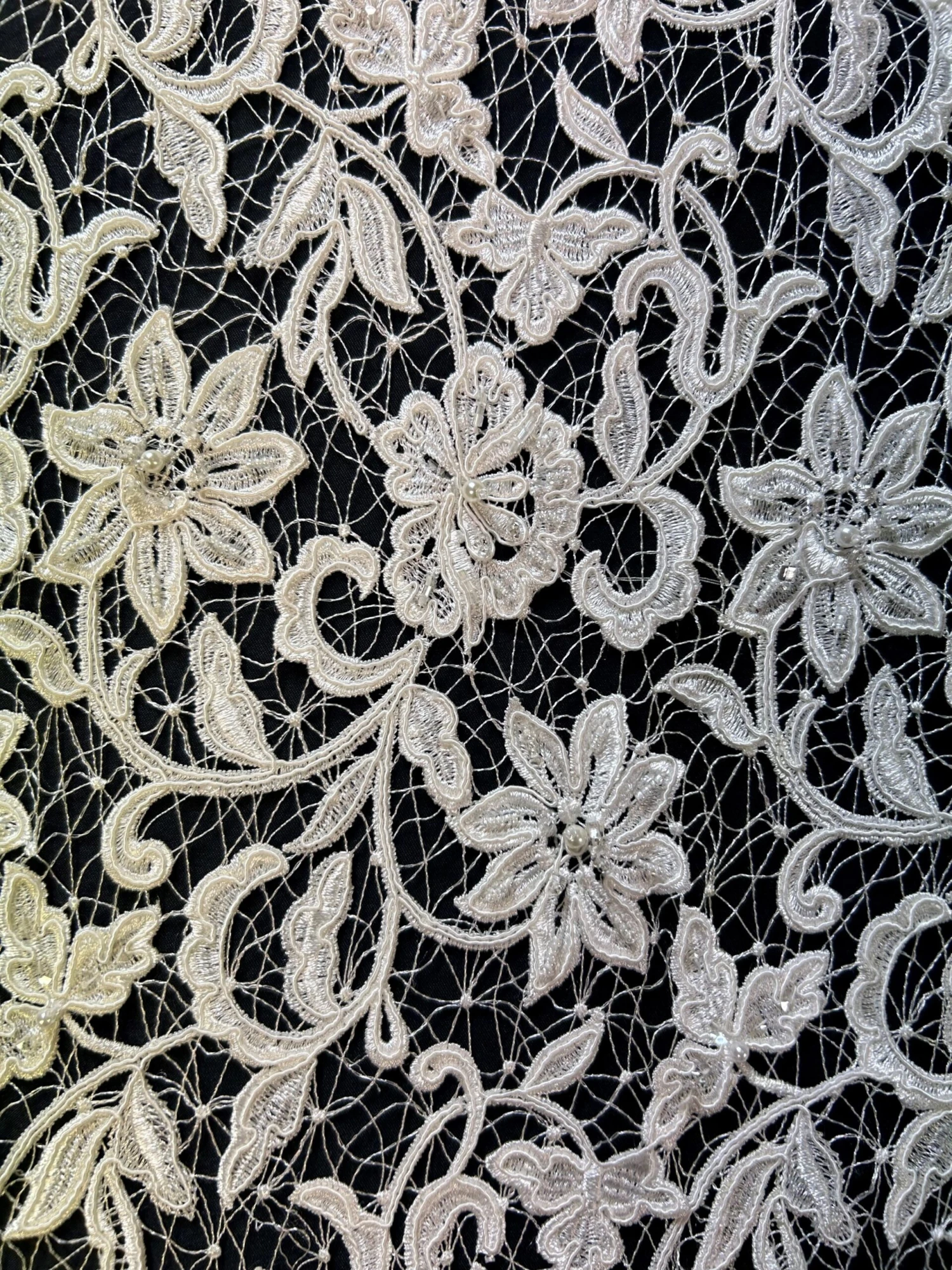 Ivory Beaded And Corded Lace - Elaine 9 Ivory Beaded And Corded Lace - Elaine - Image 7