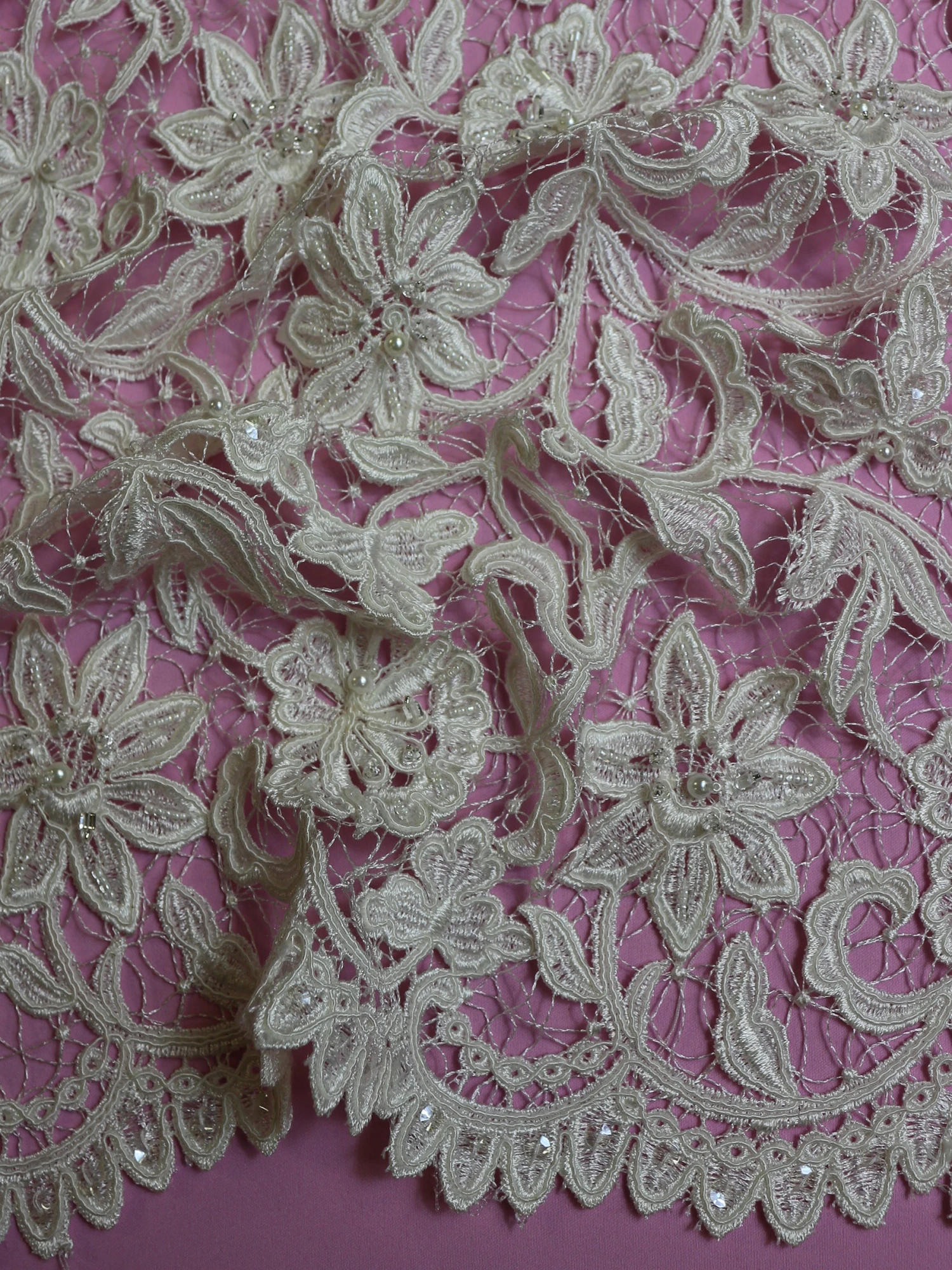 Ivory Beaded And Corded Lace - Elaine 8 Ivory Beaded And Corded Lace - Elaine - Image 6