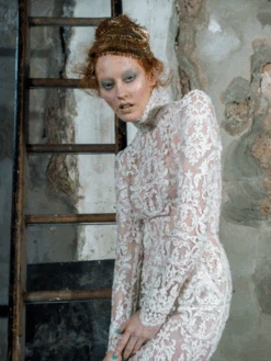 Ivory Beaded Lace – Ava -Elegance in Lace FulllaceweddingdresswithlongsleevesusingivorybeadedlaceAvabyMishiMay2