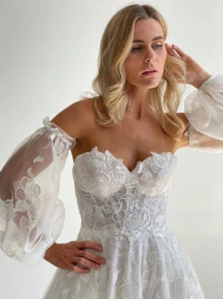 Ivory Beaded Lace - Bardot -Elegance in Lace H5505 D3