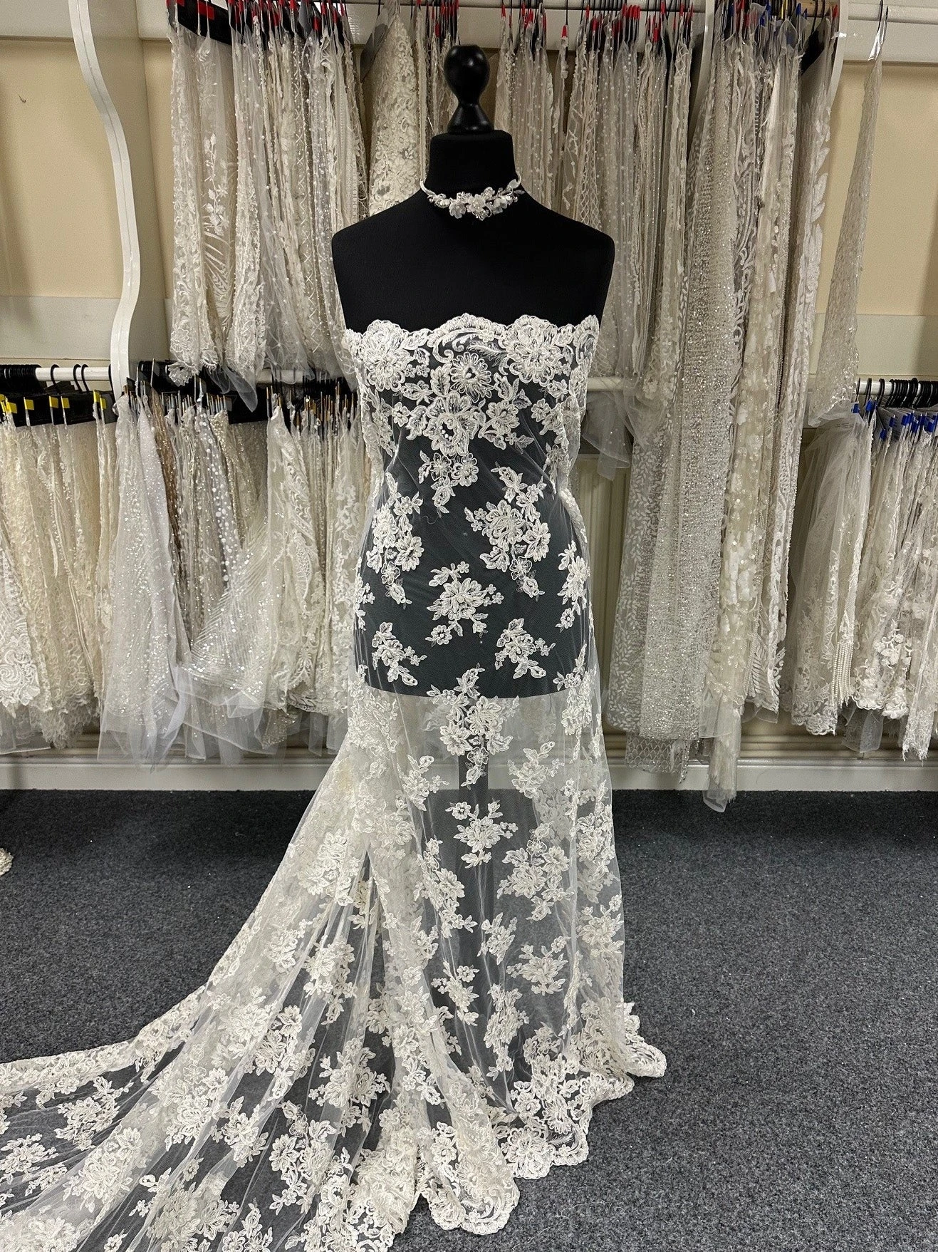 Ivory Beaded Lace - Victoria 3 Ivory Beaded Lace - Victoria