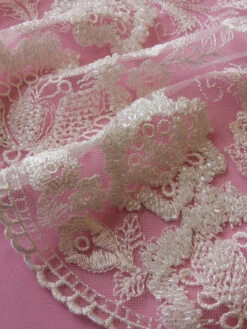 Ivory Beaded Lace - Melinda -Elegance in Lace IvoryBeadedEmbroideryLace Melinda CloseUp