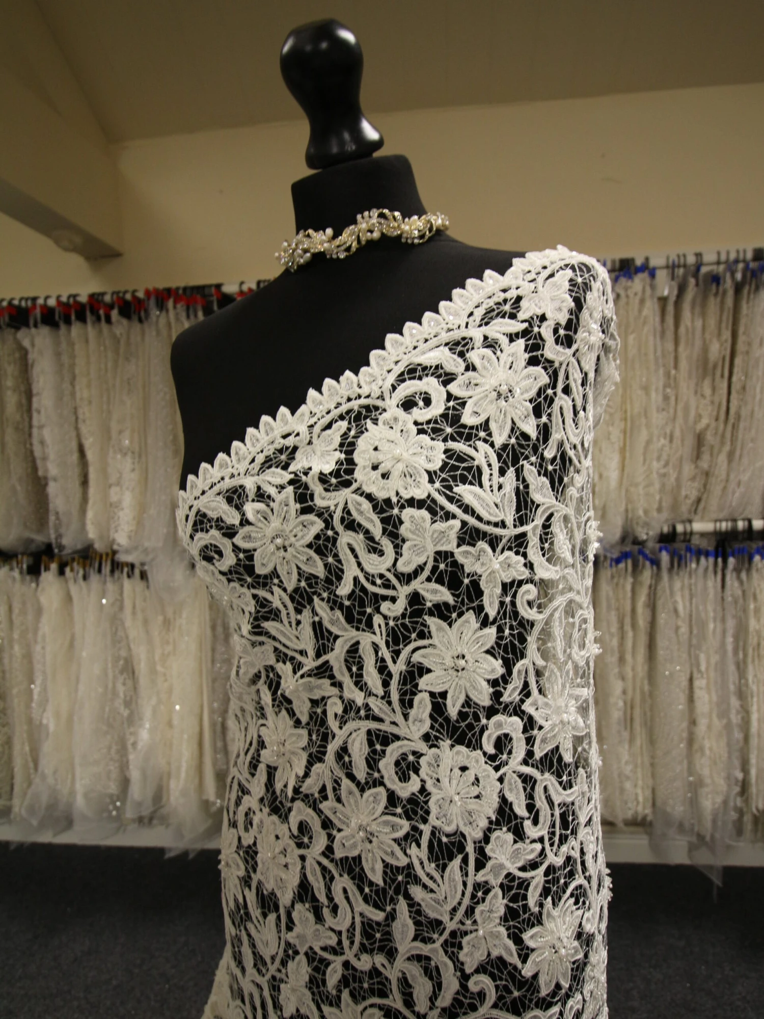 Ivory Beaded And Corded Lace - Elaine 7 Ivory Beaded And Corded Lace - Elaine - Image 5