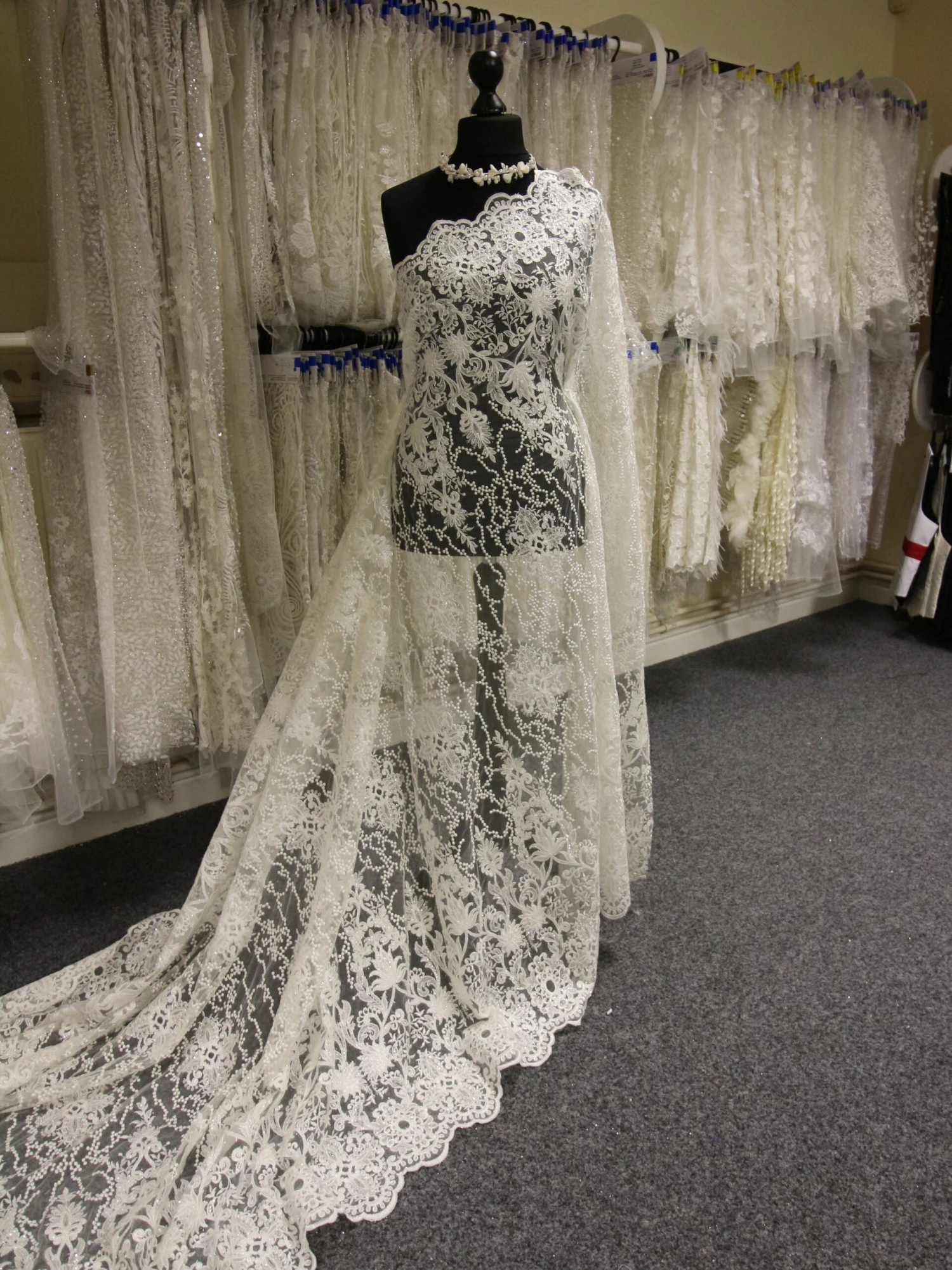 Ivory Sequinned Embroidered Lace - Fifi 11 Ivory Sequinned Embroidered Lace - Fifi - Image 9