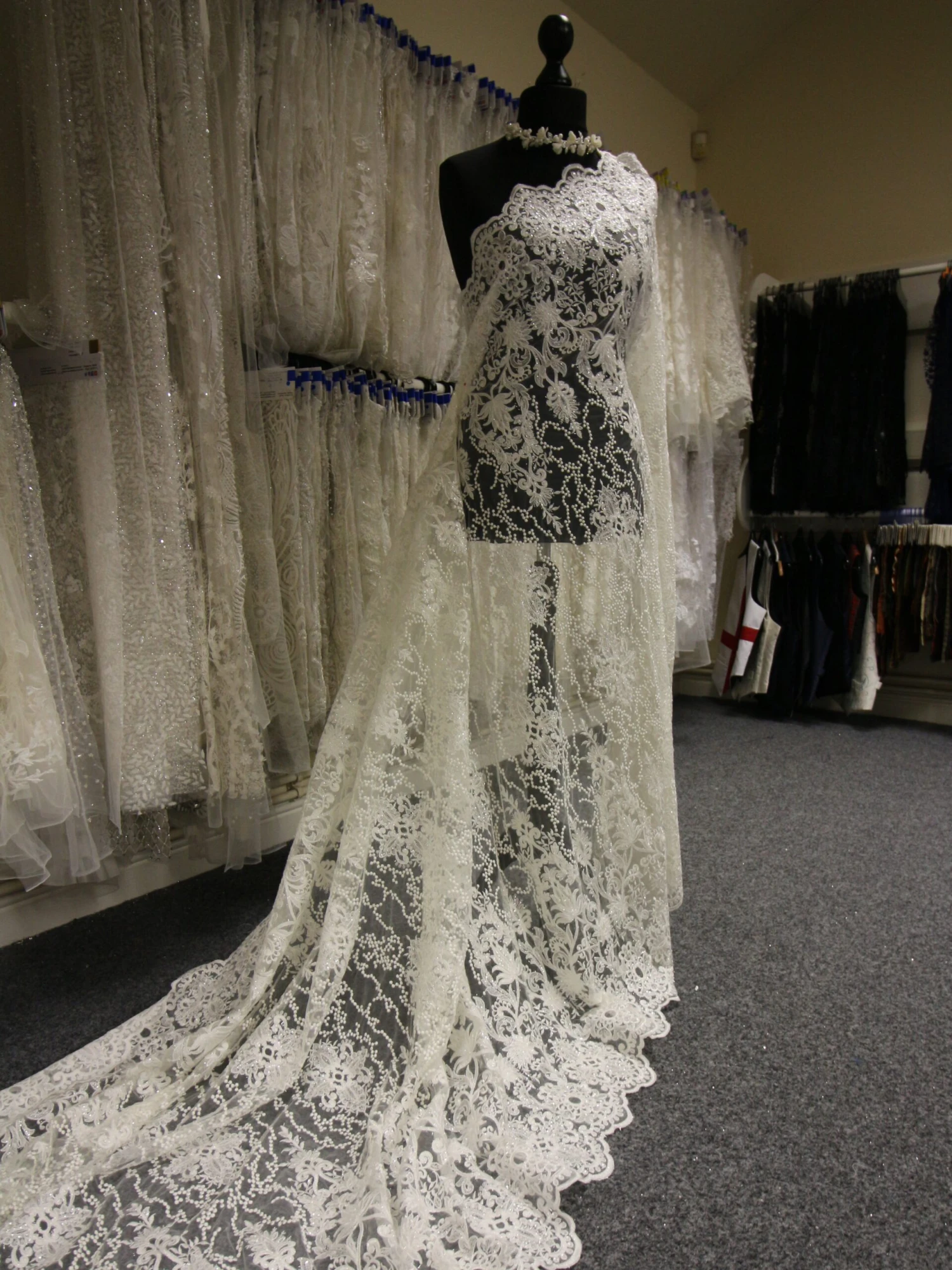 Ivory Sequinned Embroidered Lace - Fifi 8 Ivory Sequinned Embroidered Lace - Fifi - Image 6