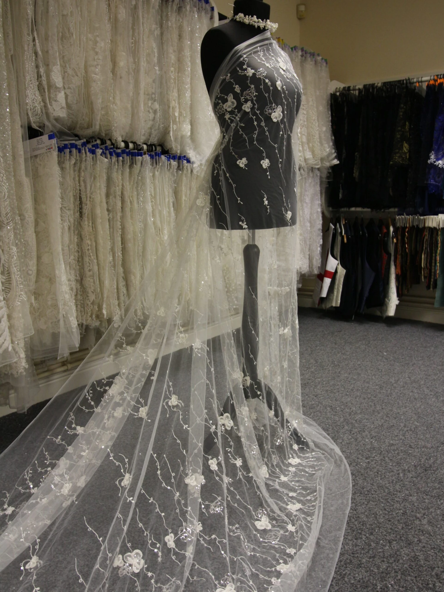 Ivory Beaded Embroidered Lace - Genka 9 Ivory Beaded Embroidered Lace - Genka - Image 7