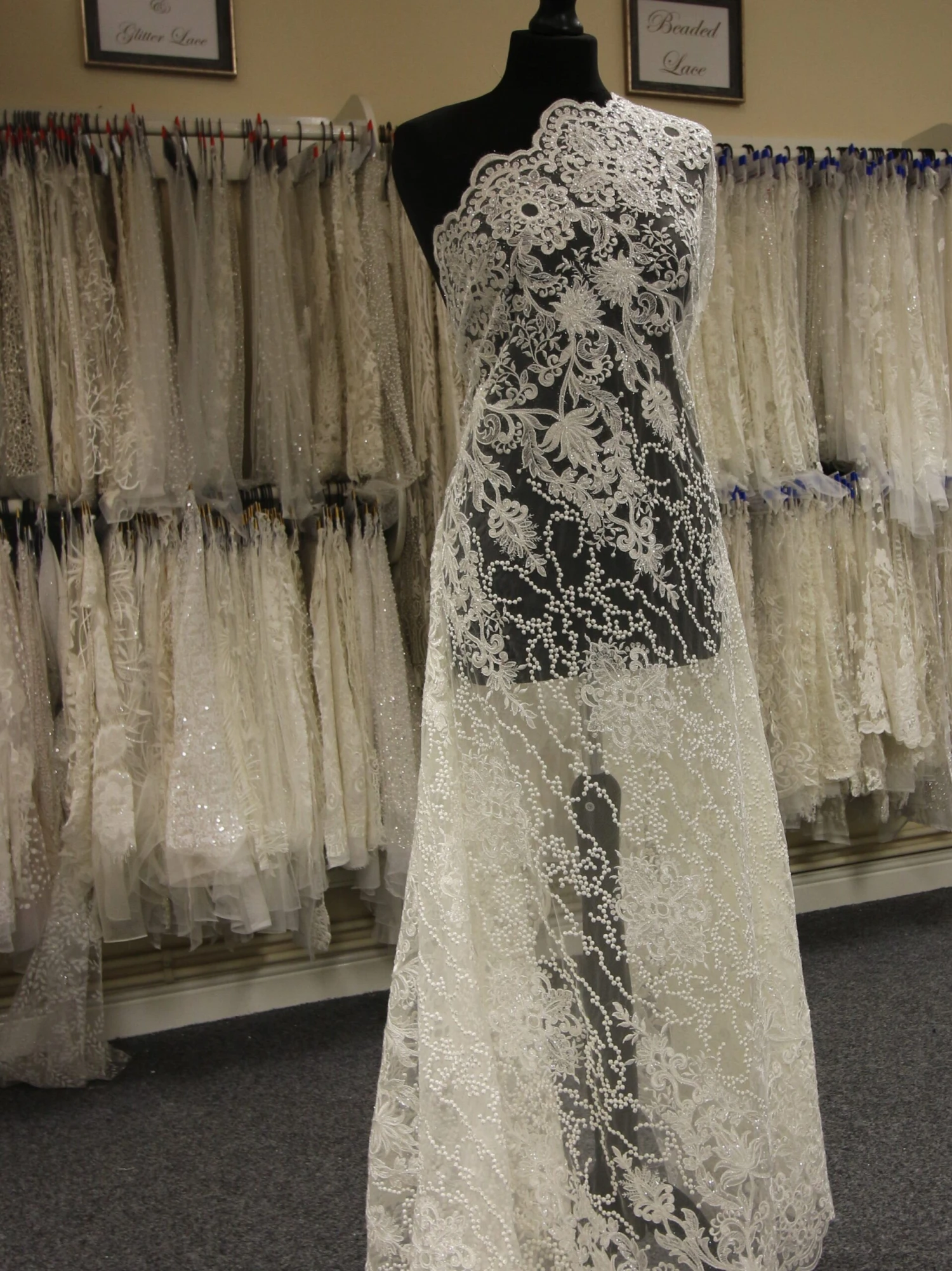 Ivory Sequinned Embroidered Lace - Fifi 3 Ivory Sequinned Embroidered Lace - Fifi