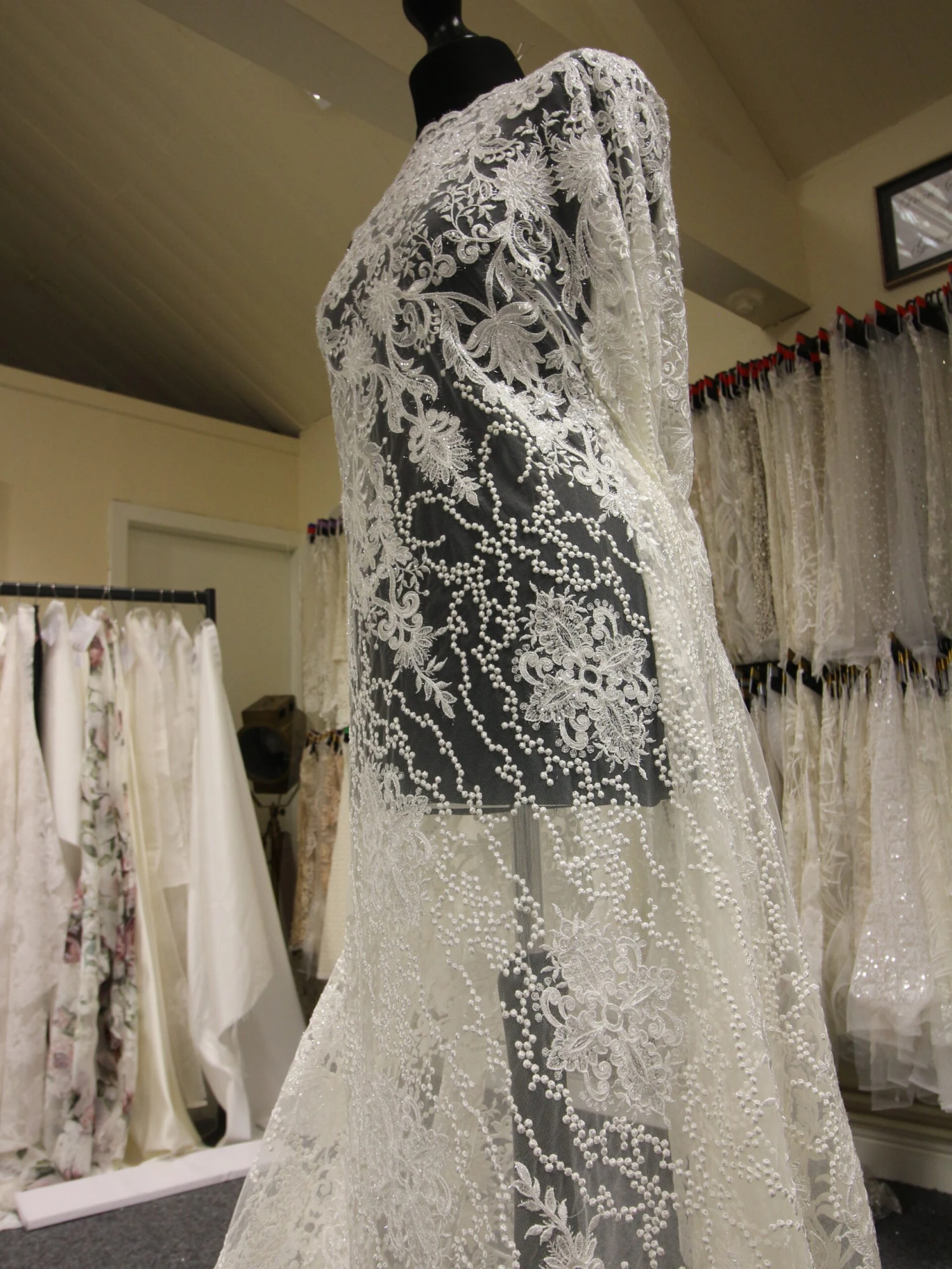 Ivory Sequinned Embroidered Lace - Fifi 5 Ivory Sequinned Embroidered Lace - Fifi - Image 3