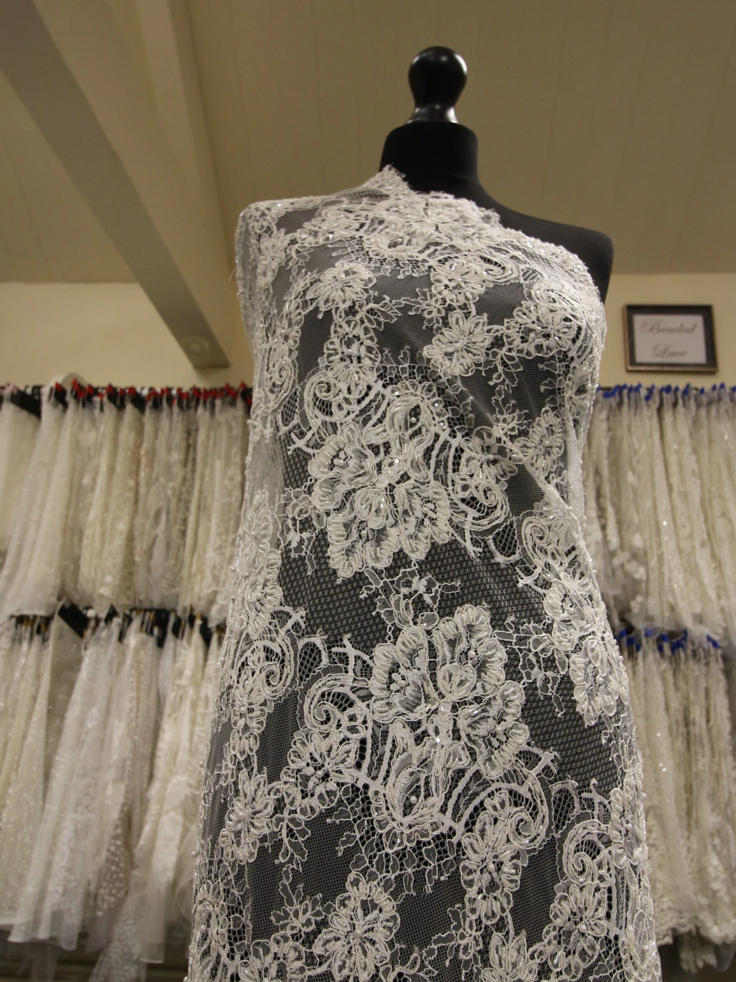 Ivory Corded & Beaded Lace - Lydia 4 Ivory Corded & Beaded Lace - Lydia - Image 2