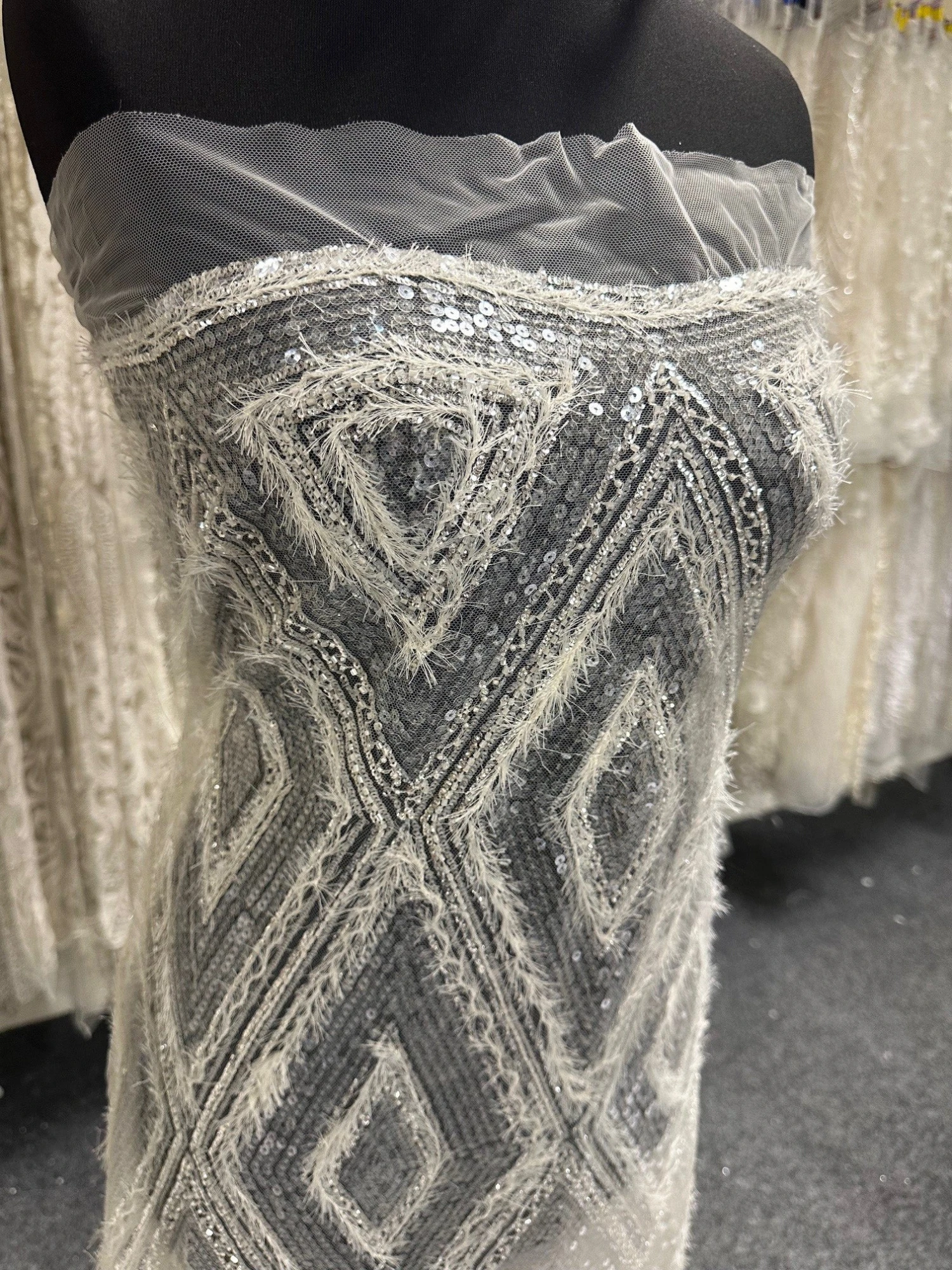 Ivory Sequinned Lace - Anya 14 Ivory Sequinned Lace - Anya - Image 12