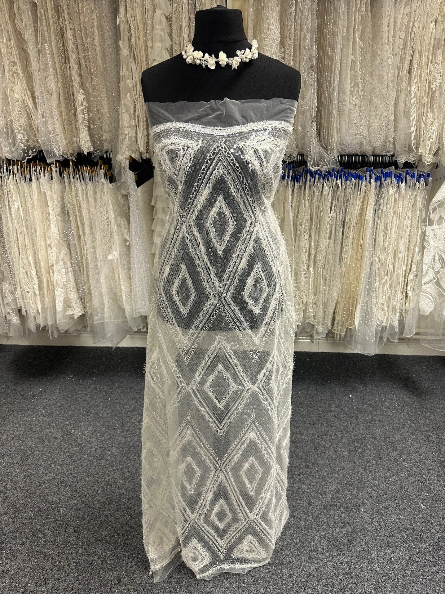 Ivory Sequinned Lace - Anya 3 Ivory Sequinned Lace - Anya