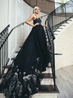 Black & Silver Embroidered Lace - Garbina -Elegance in Lace JoHartley KCFW 2021 SS WED 3717 EliStack 2