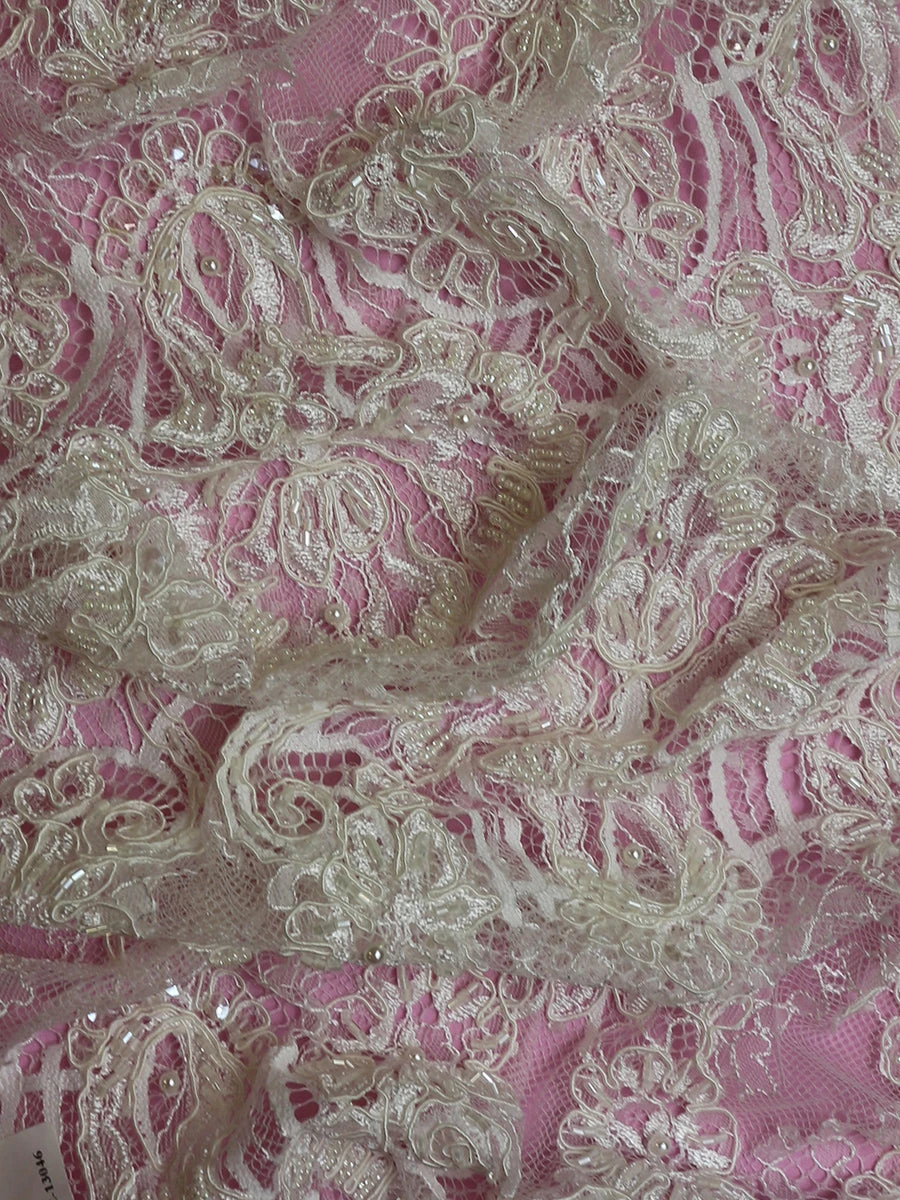 Ivory Corded & Beaded Lace - Lydia 6 Ivory Corded & Beaded Lace - Lydia - Image 4