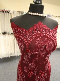 Maroon Beaded Lace - Jacintha -Elegance in Lace MaroonBridallace Jacintha