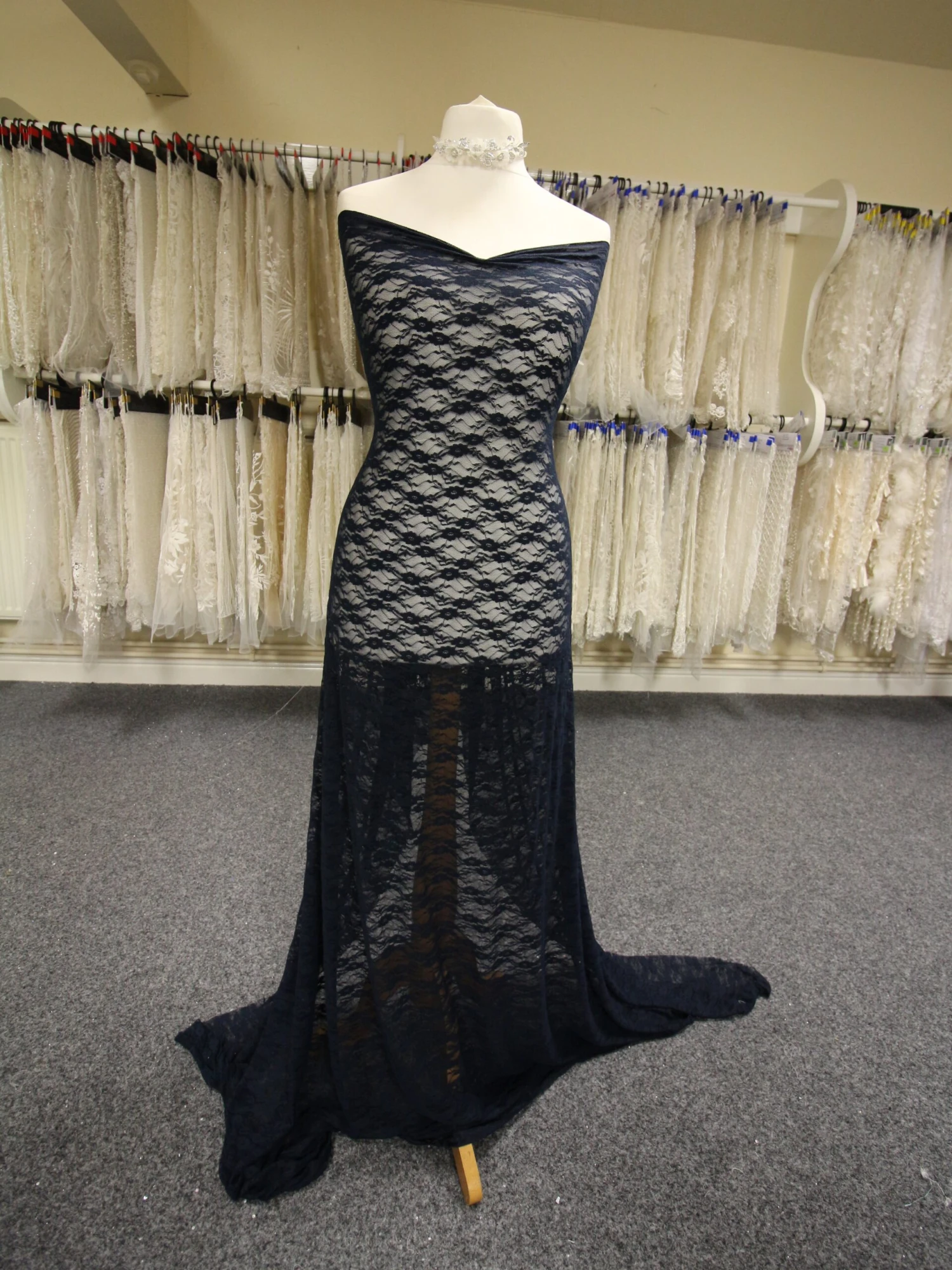 Midnight Blue Stretch Lace - Yvonne 3 Midnight Blue Stretch Lace - Yvonne