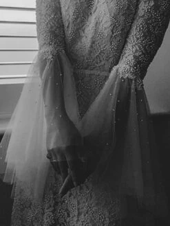 White Beaded Lace - Lucille 19 White Beaded Lace - Lucille -Elegance in Lace ModernweddingdressusingivorybeadedlaceLucille1