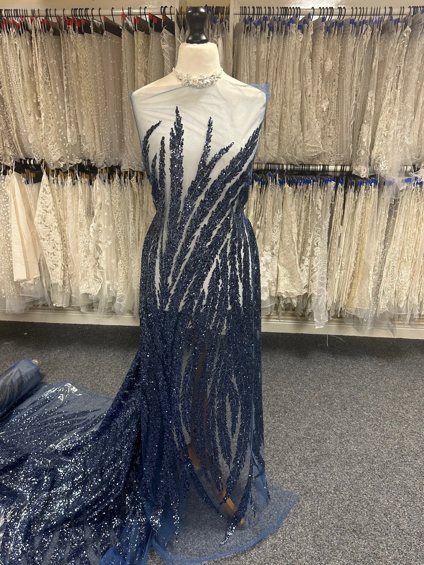 Navy Sequin Glitter Lace - Divine 3 Navy Sequin Glitter Lace - Divine