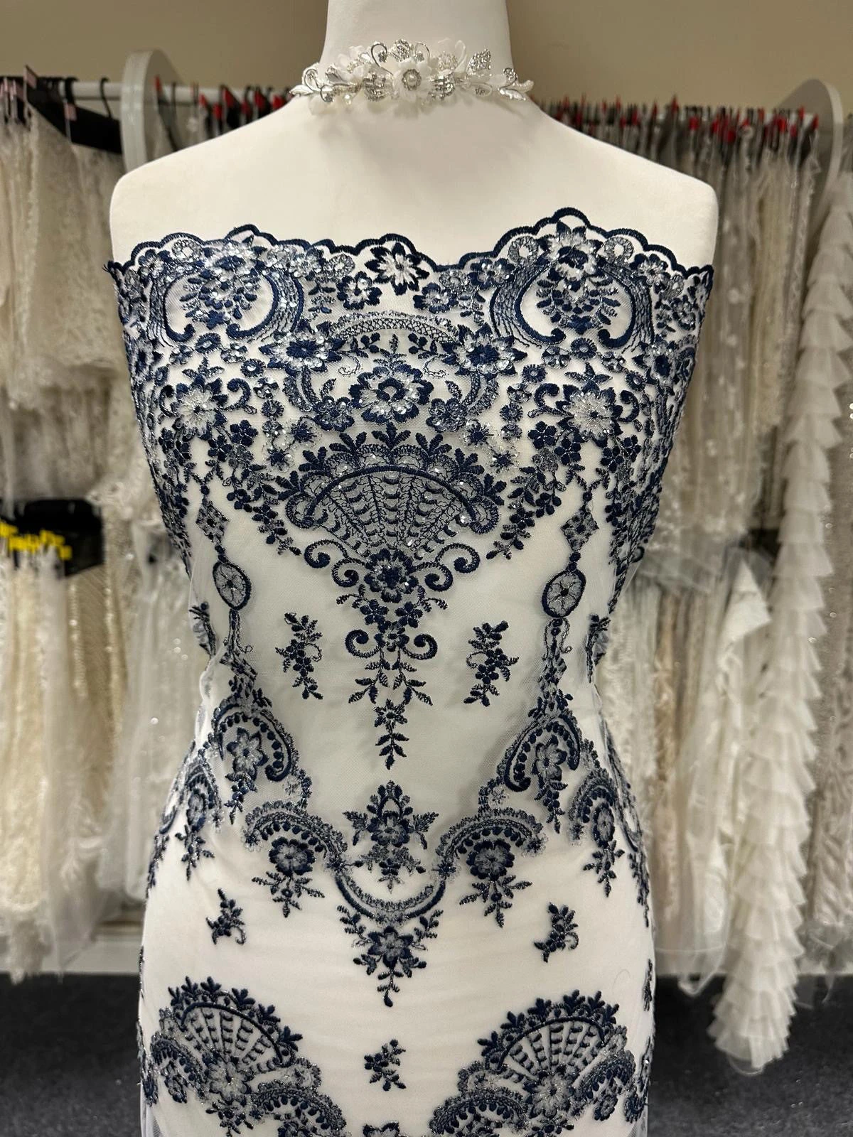 Navy Sequin Lace - Ruby 4 Navy Sequin Lace - Ruby - Image 2