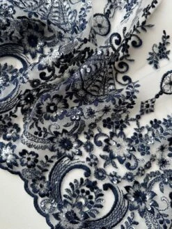 Navy Sequin Lace - Ruby 13 Navy Sequin Lace - Ruby -Elegance in Lace NavySequinLace Ruby closeup