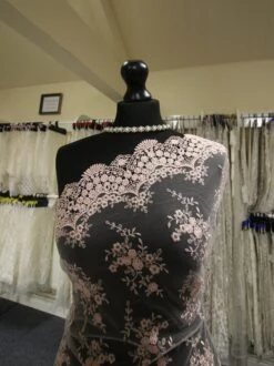 Peach Embroidered Lace - Kirsty -Elegance in Lace Peachbridallace kirsty