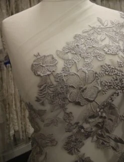 Pewter Grey Embroidery Lace - Garbo -Elegance in Lace PewterLace Garbo 1