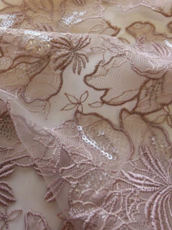 Pink Sequinned Embroidery Lace - Palma -Elegance in Lace PinkEmbroideredLace Palma closeup