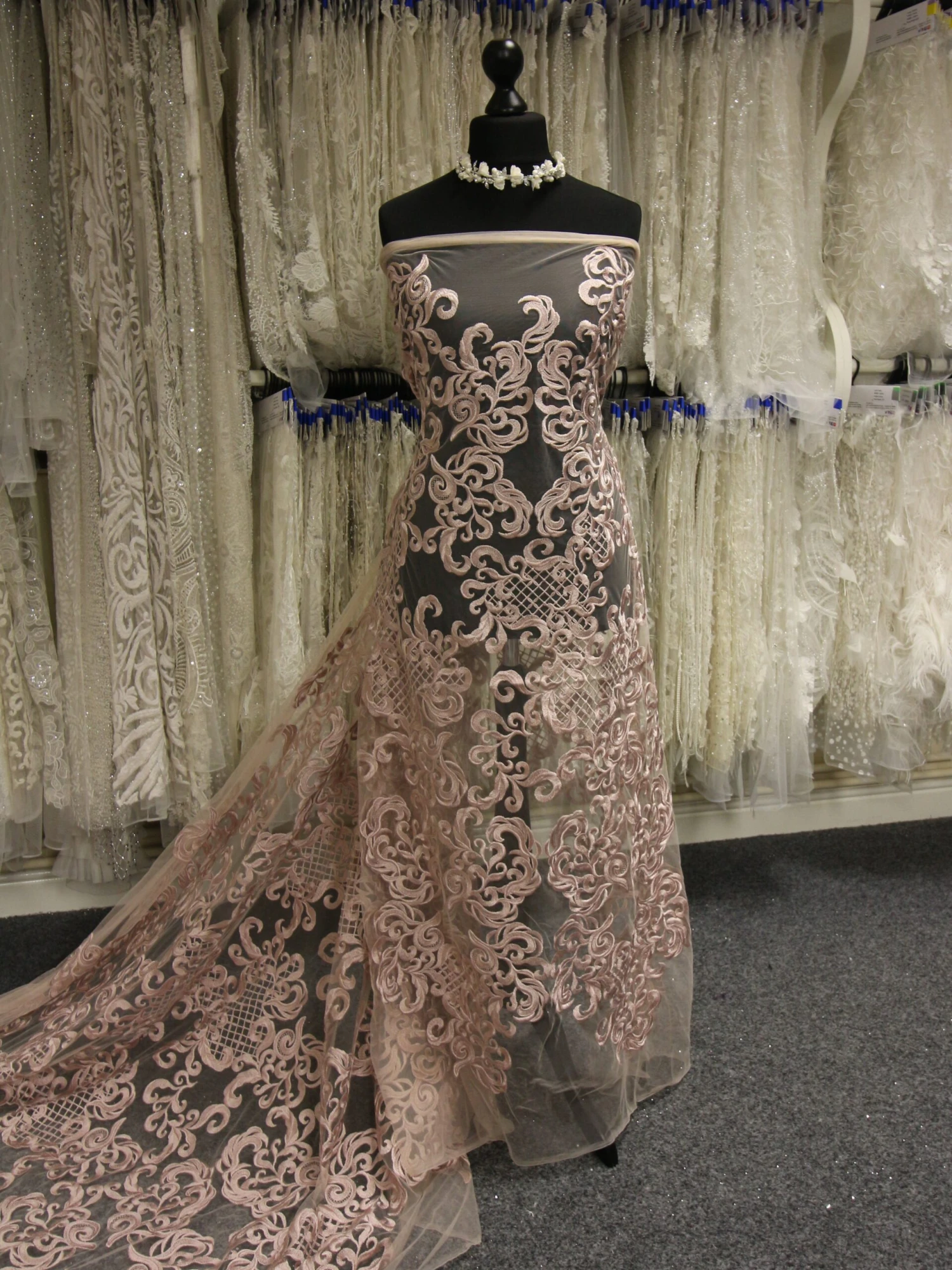 Pink Embroidered Lace - Binta 3 Pink Embroidered Lace - Binta