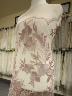 Dusky Pink Embroidery Lace - Gaynor -Elegance in Lace PinkLace Gaynor 1